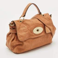 Mulberry Brown Textured Leather Edie Top Handle Bag