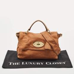 Mulberry Brown Textured Leather Edie Top Handle Bag