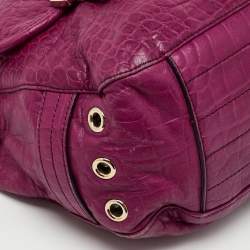 Mulberry Pink Croc Embossed Leather Tillie Flap Top Handle Bag