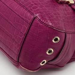 Mulberry Pink Croc Embossed Leather Tillie Flap Top Handle Bag