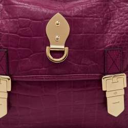 Mulberry Pink Croc Embossed Leather Tillie Flap Top Handle Bag