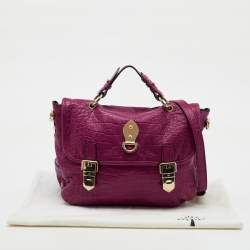 Mulberry Pink Croc Embossed Leather Tillie Flap Top Handle Bag