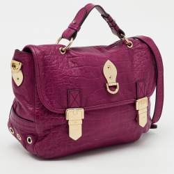 Mulberry Pink Croc Embossed Leather Tillie Flap Top Handle Bag