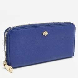 Mulberry Blue Leather Zip Around Continental Wallet