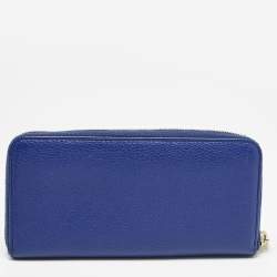Mulberry Blue Leather Zip Around Continental Wallet
