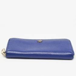Mulberry Blue Leather Zip Around Continental Wallet