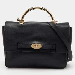 Mulberry Black Leather Medium Belted Bayswater Top Handle Bag