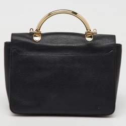 Pre Owned Mulberry Black Leather Medium Belted Bayswater Top Handle Bag