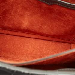 Pre Owned Mulberry Grey Croc Embossed Leather Medium Harlow Top Handle Bag