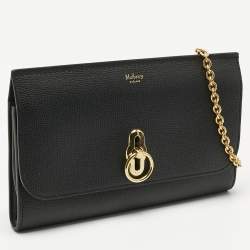 Mulberry Black Leather Amberley Chain Clutch