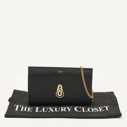Mulberry Black Leather Amberley Chain Clutch