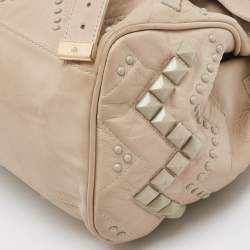 Pre Owned Mulberry Beige Leather Studded Alexa Top Handle Bag