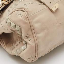 Pre Owned Mulberry Beige Leather Studded Alexa Top Handle Bag