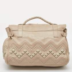 Pre Owned Mulberry Beige Leather Studded Alexa Top Handle Bag