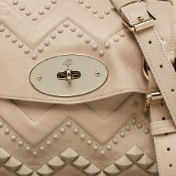 Pre Owned Mulberry Beige Leather Studded Alexa Top Handle Bag