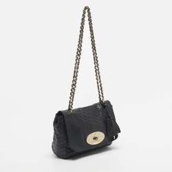 Pre Owned Mulberry Black Python Embossed Leather Lily Chain Shoulder Bag
