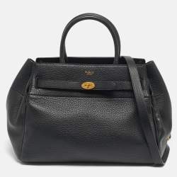 Pre Owned Mulberry Black Leather Belted Bayswater Tote