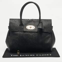 Pre Owned Mulberry Black Python Effect Leather Bayswater Satchel