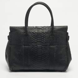 Pre Owned Mulberry Black Python Effect Leather Bayswater Satchel