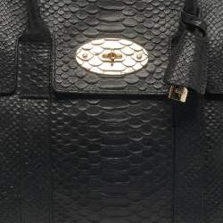 Pre Owned Mulberry Black Python Effect Leather Bayswater Satchel