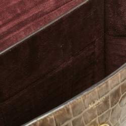 Pre Owned Mulberry Beige Croc Embossed Leather Medium Bayswater Satchel