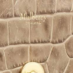 Pre Owned Mulberry Beige Croc Embossed Leather Medium Bayswater Satchel