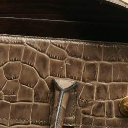 Pre Owned Mulberry Beige Croc Embossed Leather Medium Bayswater Satchel