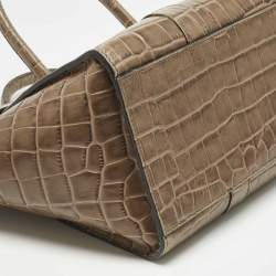 Pre Owned Mulberry Beige Croc Embossed Leather Medium Bayswater Satchel