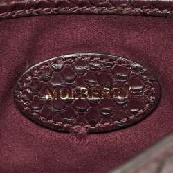 Pre Owned Mulberry Burgundy Python Embossed Leather Delphie Duo Chain Shoulder Bag