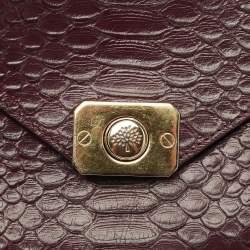 Pre Owned Mulberry Burgundy Python Embossed Leather Delphie Duo Chain Shoulder Bag