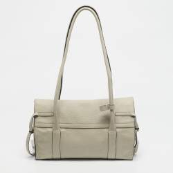 Pre Owned Mulberry Chalk Leather Small Soft Bayswater Satchel