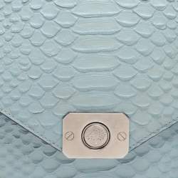 Pre Owned Mulberry Navy Blue/ Turquoise Snakeskin Embossed Leather Delphie Duo Flap Shoulder Bag
