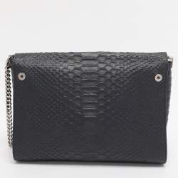 Pre Owned Mulberry Navy Blue/ Turquoise Snakeskin Embossed Leather Delphie Duo Flap Shoulder Bag