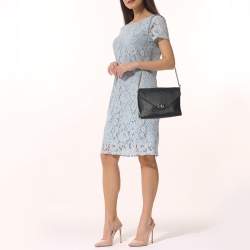 Pre Owned Mulberry Navy Blue/ Turquoise Snakeskin Embossed Leather Delphie Duo Flap Shoulder Bag