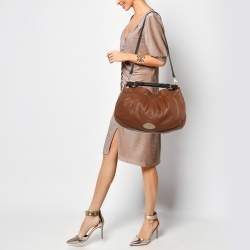 Pre Owned Mulberry Brown Pebbled Leather Mitzy East West Hobo