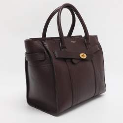 Pre Owned Mulberry Dark Burgundy Leather Small Zipped Bayswater Tote