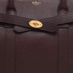 Pre Owned Mulberry Dark Burgundy Leather Small Zipped Bayswater Tote