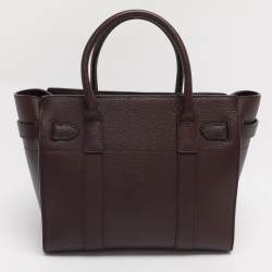 Pre Owned Mulberry Dark Burgundy Leather Small Zipped Bayswater Tote