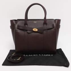 Pre Owned Mulberry Dark Burgundy Leather Small Zipped Bayswater Tote