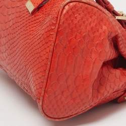 Pre Owned Mulberry Orange Python Embossed Leather The Alexa Satchel