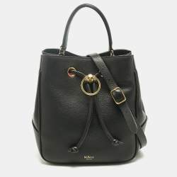 Pre Owned Mulberry Black Leather Hampstead Bucket Bag