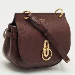 Pre Owned Mulberry Dark Burgundy Leather Amberley Shoulder Bag