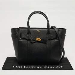 مملوكة مسبقًا حقيبة يد مولبري بايزواتر بسحاب جلد أسود صغيرة