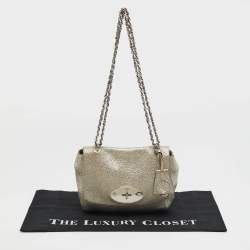 Pre Owned Mulberry Lily Gold Shimmering Leather Crossbody Bag