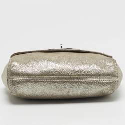 Pre Owned Mulberry Lily Gold Shimmering Leather Crossbody Bag