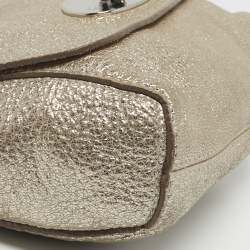 Pre Owned Mulberry Lily Gold Shimmering Leather Crossbody Bag