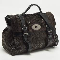 Pre Owned حقيبة مالبري أليكسا كبيرة جلد محبب بني/أسود