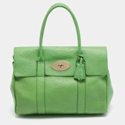 Pre Owned Mulberry Bayswater Light Green Leather Satchel