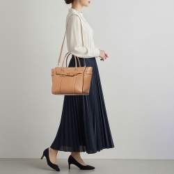 Pre Owned حقيبة يد توتس مالبري بايسواتر جلد مُحبب بني بسحاب