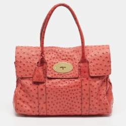 Pre Owned Mulberry Bayswater Red Ostrich Leather Satchel